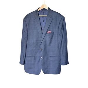 Ralph Lauren Men's Wool Navy Check Blazer Size 48 Classic Fit Business